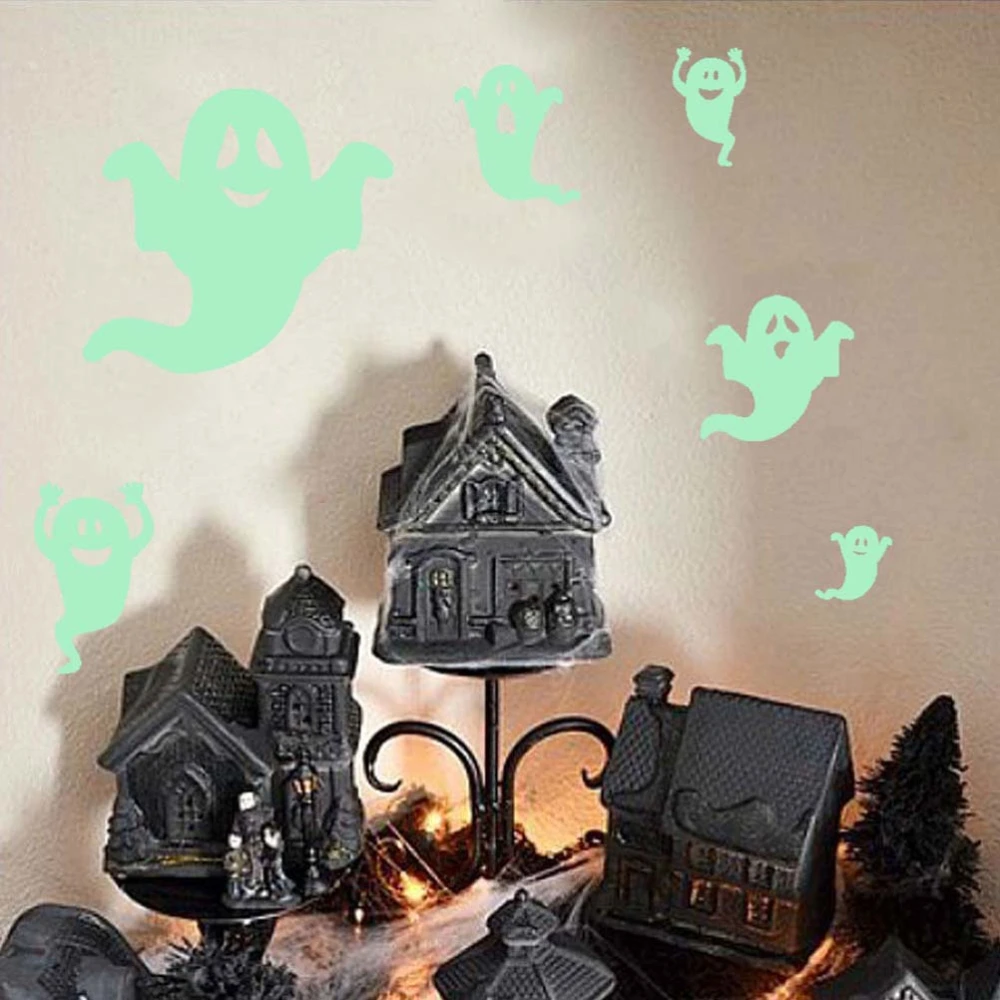 1 Sheet Halloween Luminous Stickers Fluorescent Stickers Holiday Festival Wall Stickers (Cartoon Ghost)