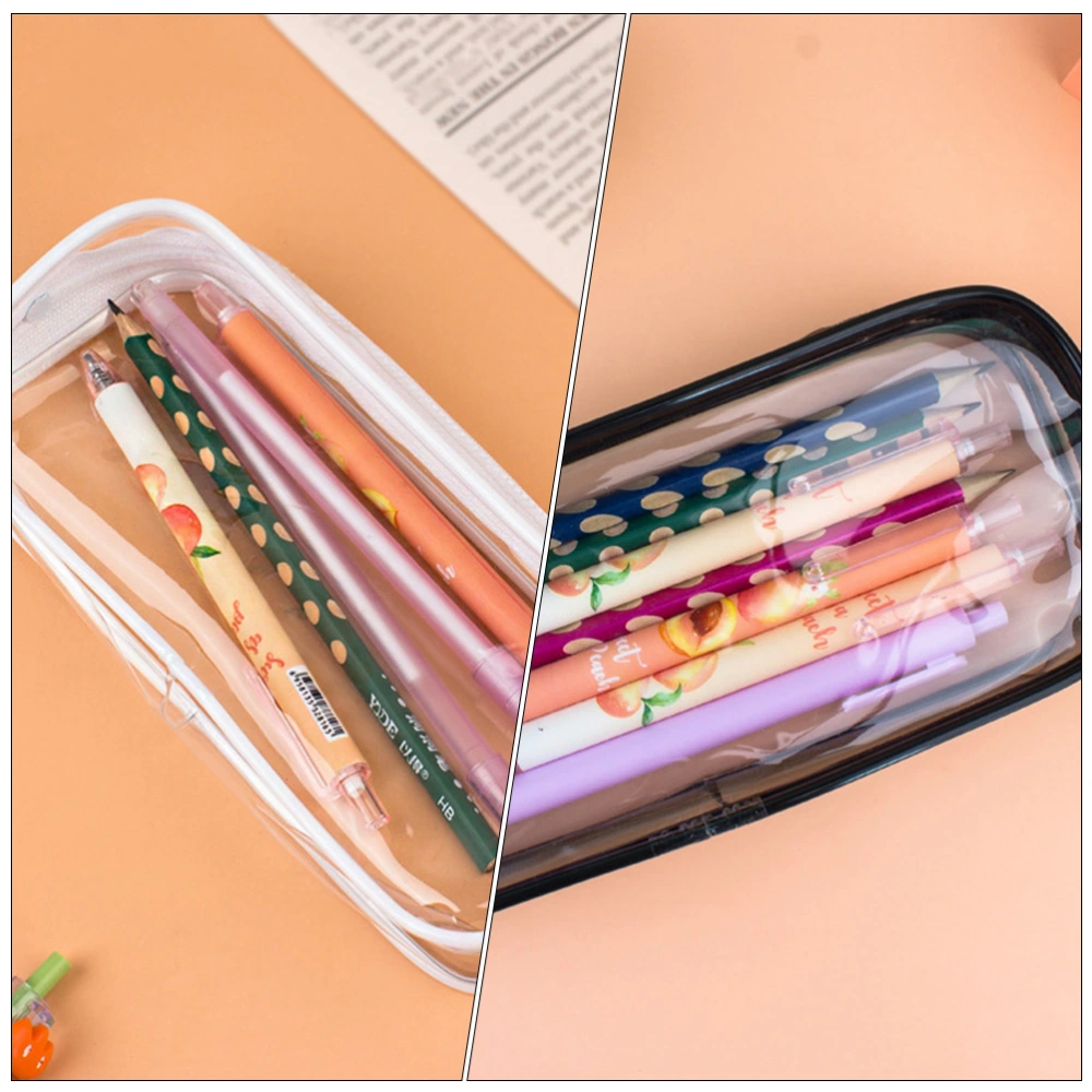 4Pcs Transparent Pen Bag Waterproof Cosmetic Bag Portable Stationery Holder