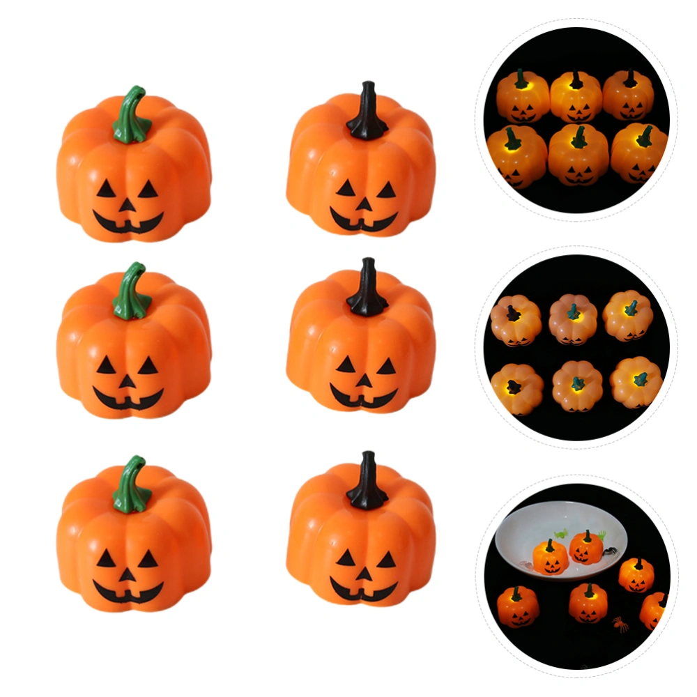 6PCS Halloween Pumpkin Lamp Decoration Luminous Electronic Pumpkin Candle Lamp