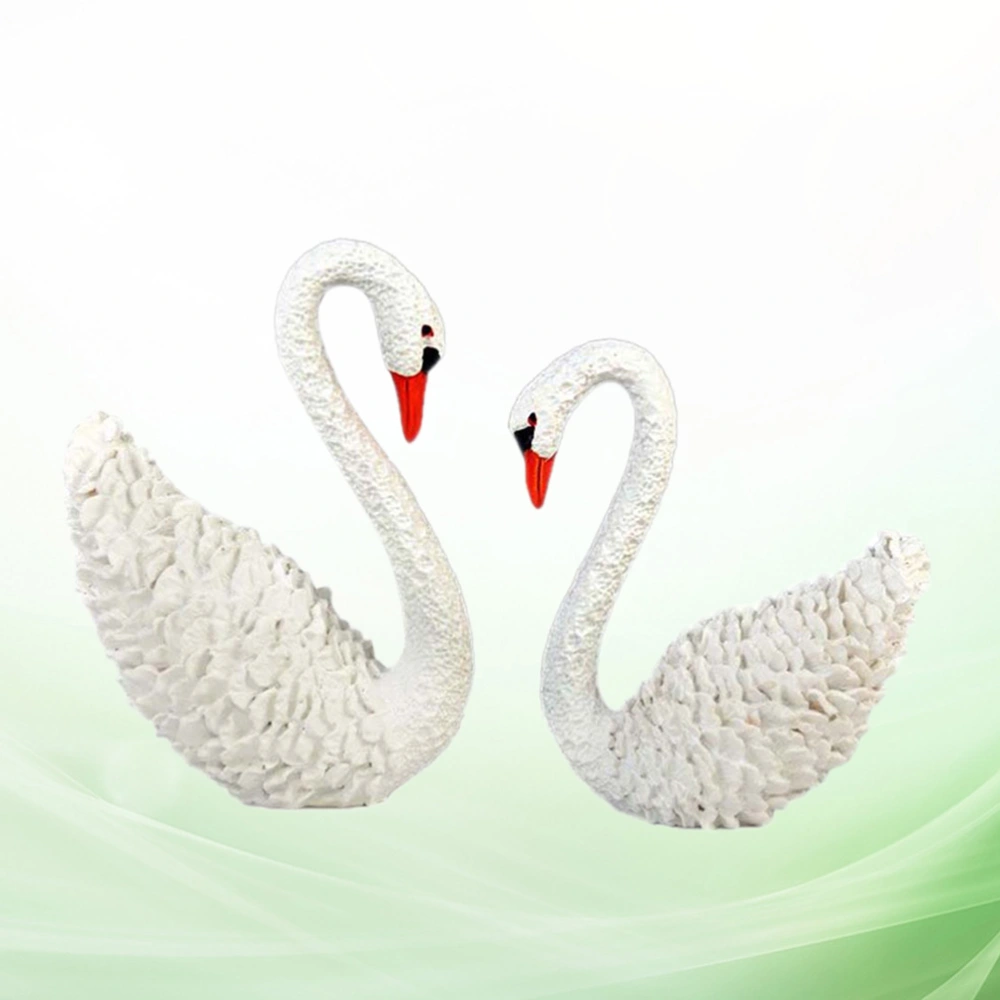 1 Pair Swan Decor Desktop Resin Swan Decor Beautiful Ornaments for Home Store Shopping Mall (White)