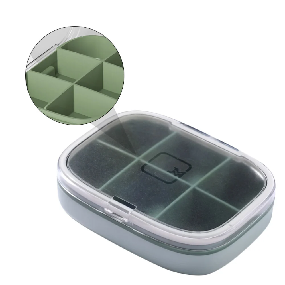 Pill Storage Holder 6 Compartments See Through Pill Box Medication Organizer