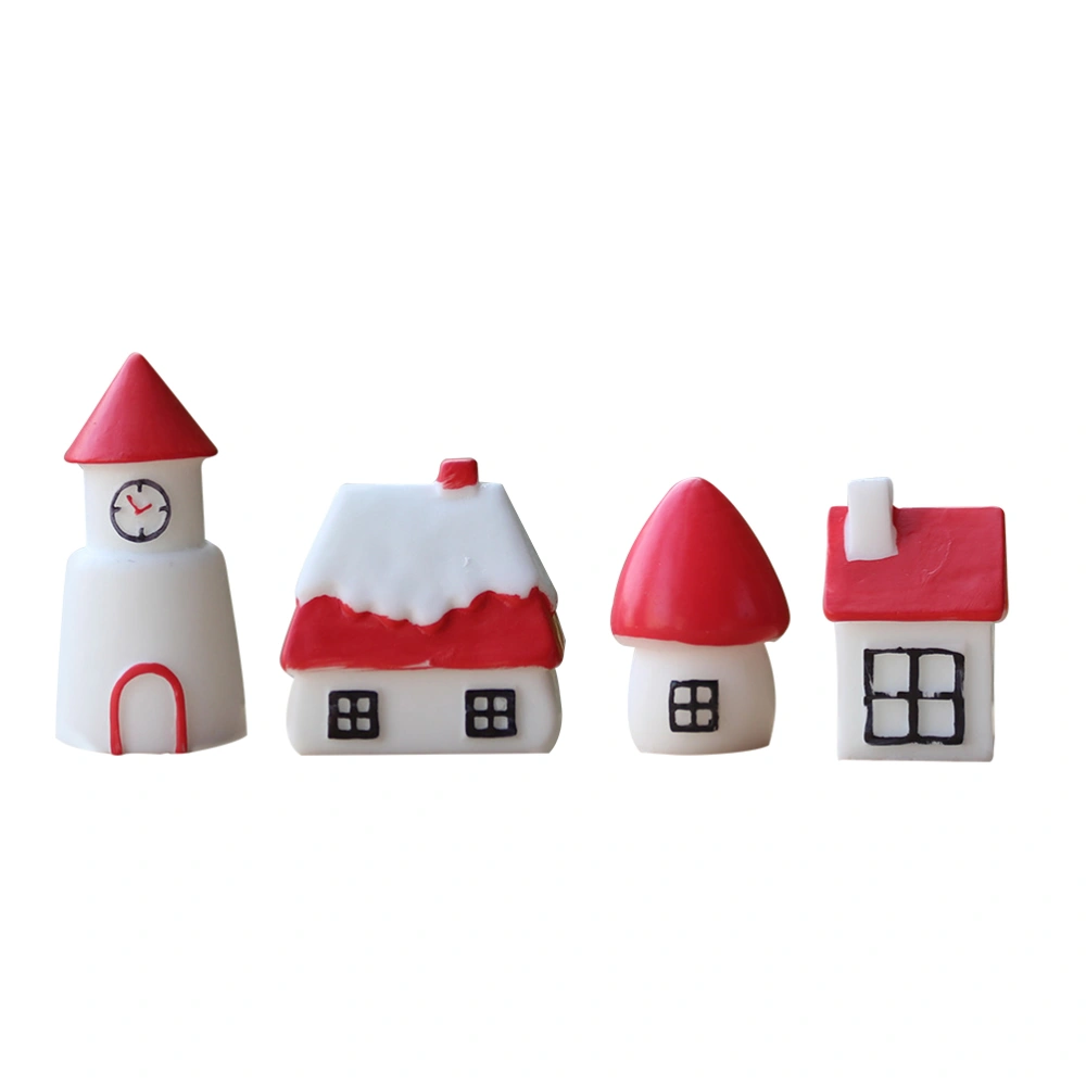 4Pcs Miniature Adornment Decorative Mini House Models Mini Castle Ornaments