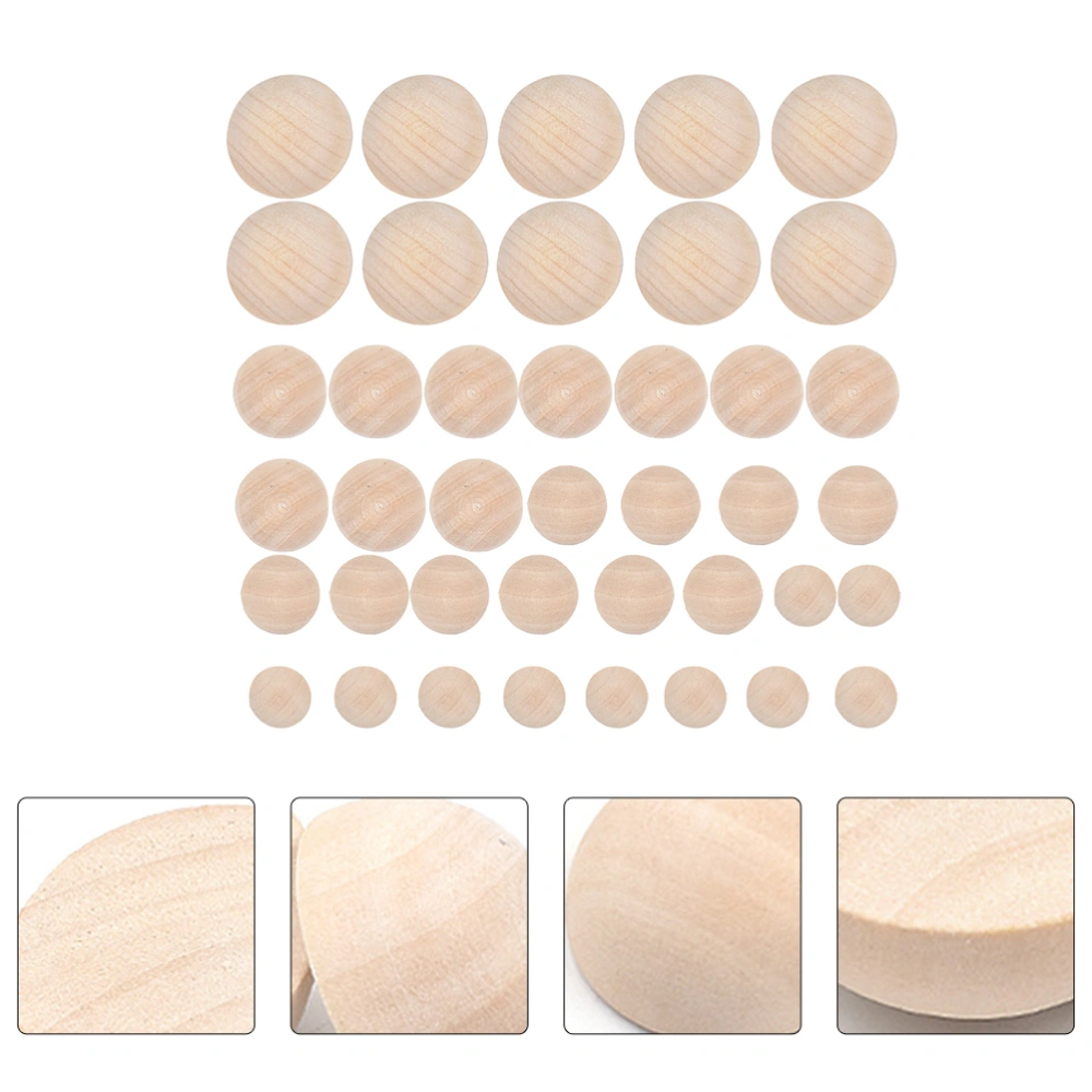 40pcs Unfinished Half Wooden Balls Mini Hemisphere for DIY Carving Painting