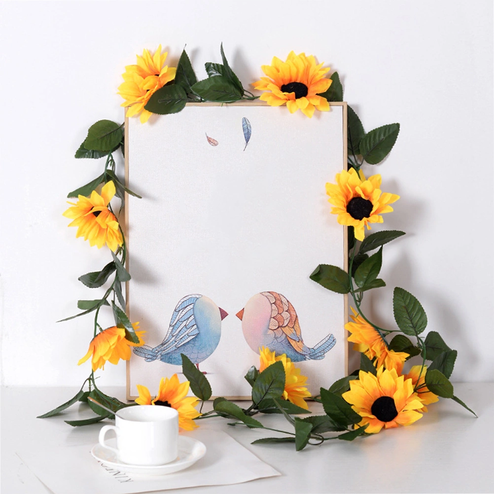Silk Sunflowers Vine Artificial Sunflower Garland Hanging Sunflower Vine for Wedding Party