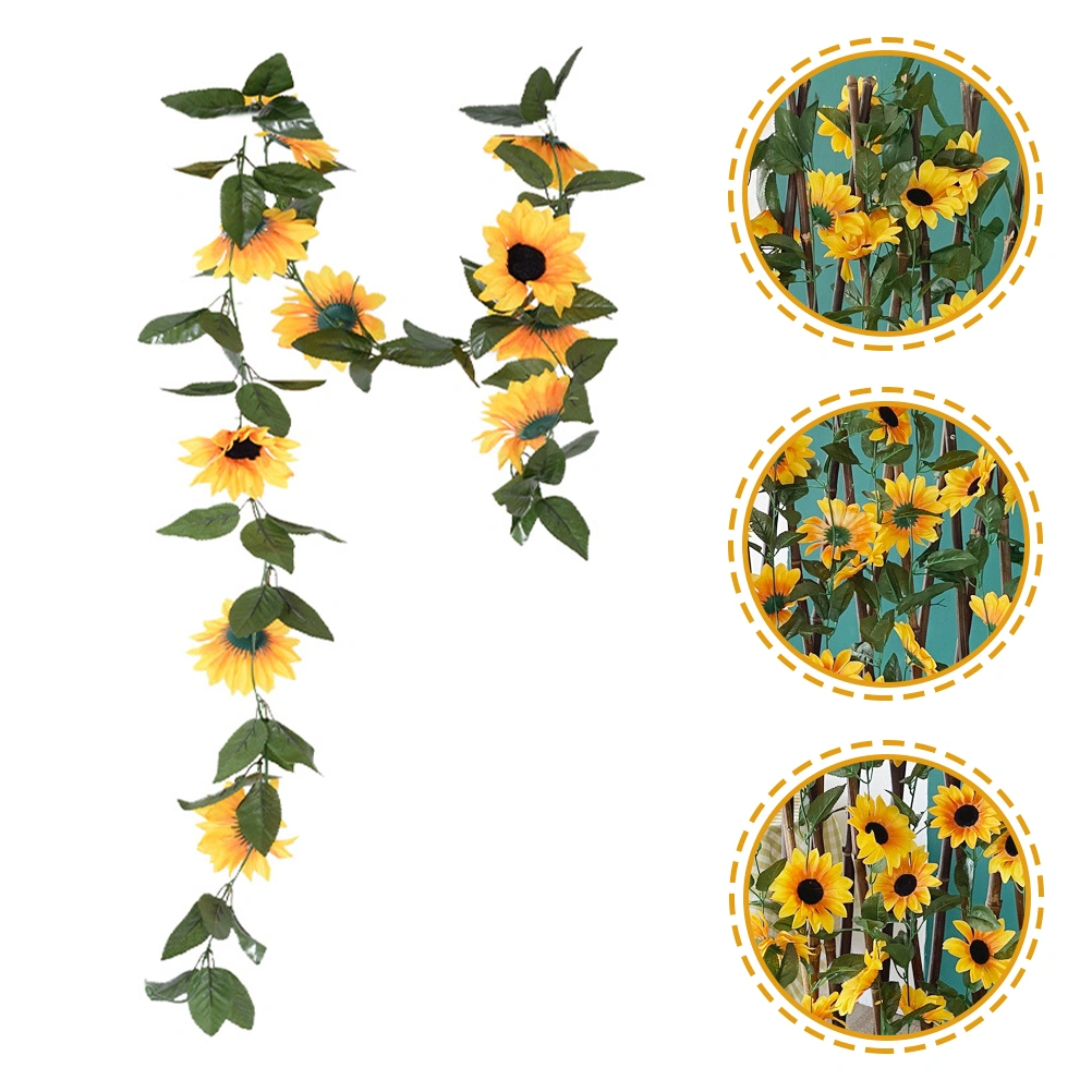 Silk Sunflowers Vine Artificial Sunflower Garland Hanging Sunflower Vine for Wedding Party