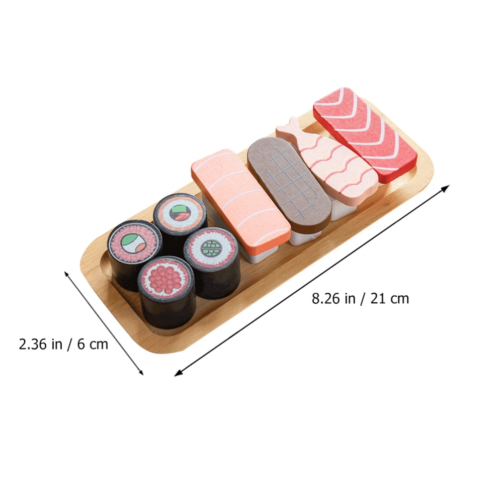 1 Set of Children Wooden Simulation Sushi Group Simulated Food Toys for Kids