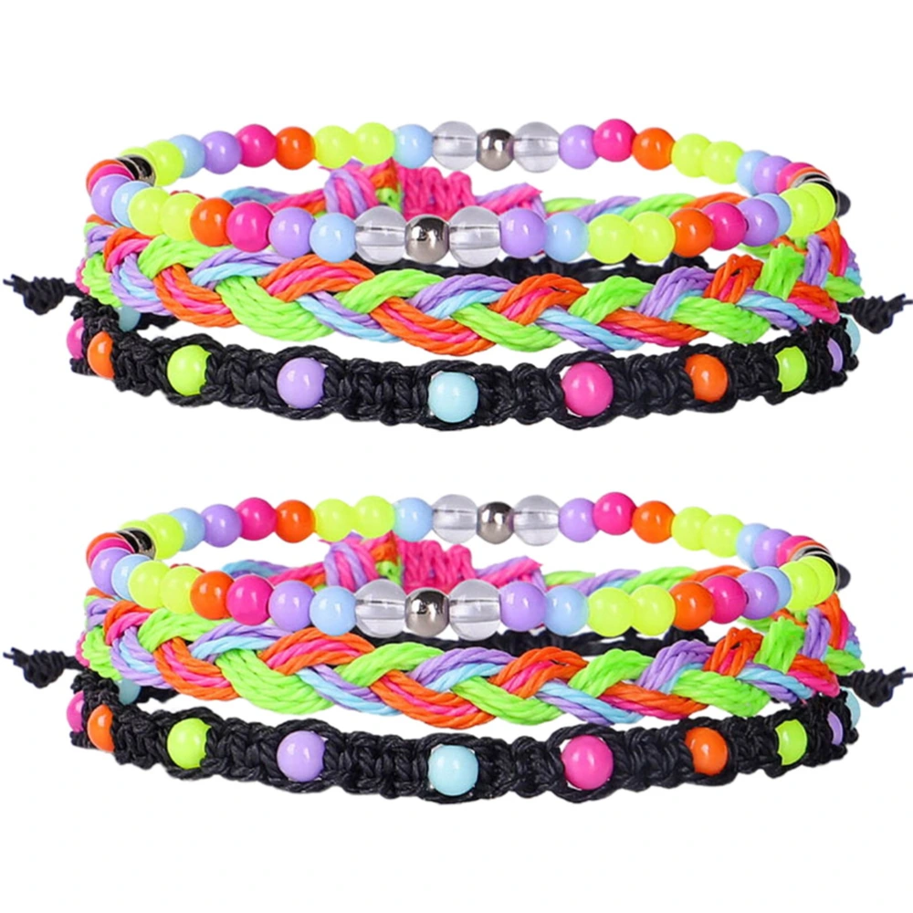 3Pcs Bohemia Style Handmade Braid Bangles Bracelets Wrap Jewelry Beautiful Charm Bracelets (Colorful)