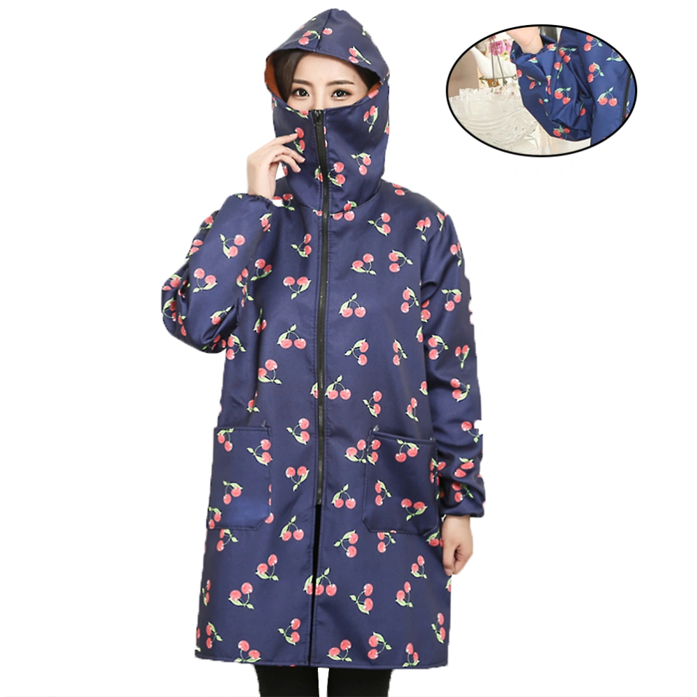 Long Sleeves Mask Overclothes Waterproof Oilproof Clothes Home Kitchen Clothing Thin Working Suit (Thin Style, Cherry, Size XXL)