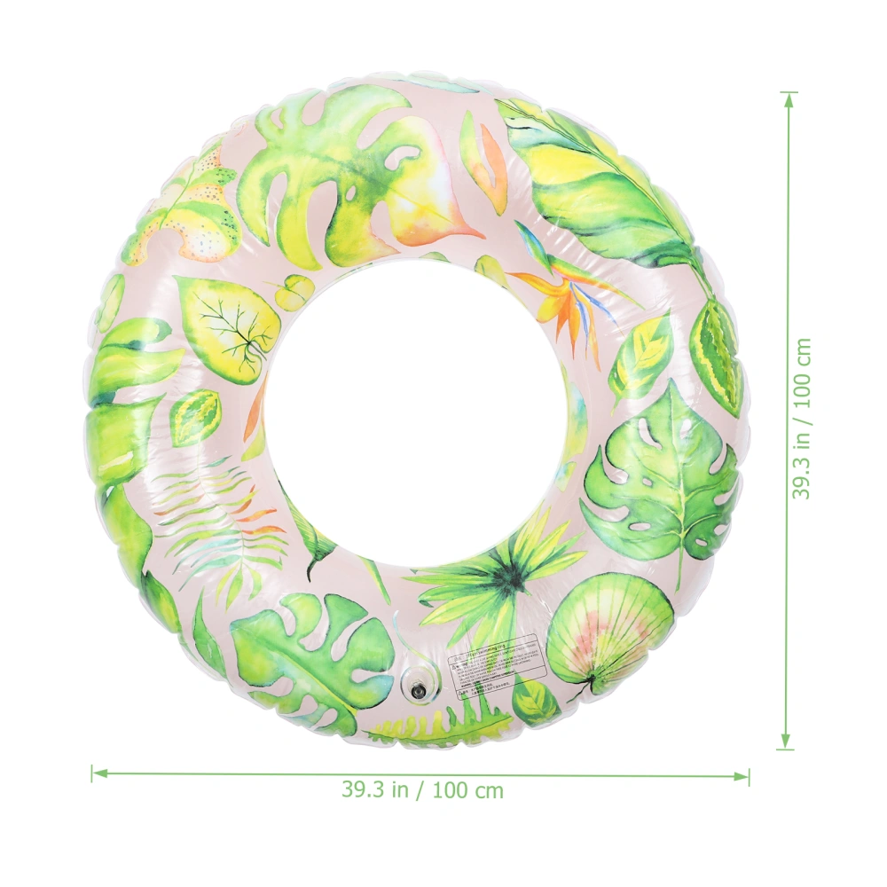 Inflatable Pool Float Ring Leaves Pattern Swim Ring Pool Raft Adult Pool Toy