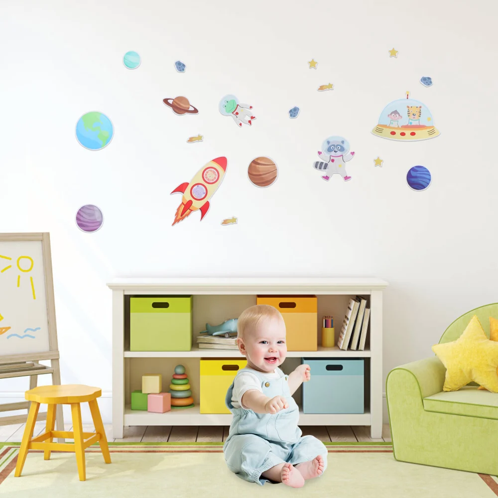 1 Sheet Pretty Space Wall Sticker Exquisite Planet Wall Decal Decorative Sticker