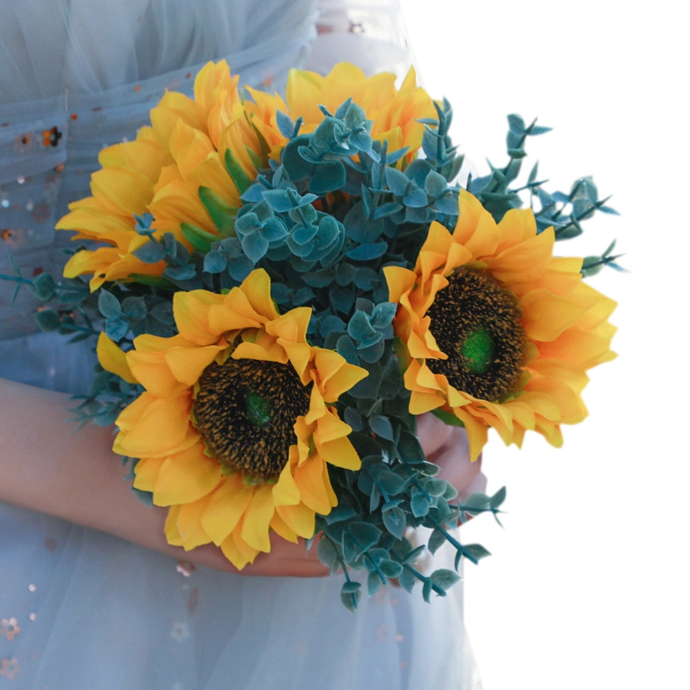 Wedding Romantic Sunflower Bouquet Artificial Sunflower Bridal Bouquet Fake Sunflower Bouquet Decor