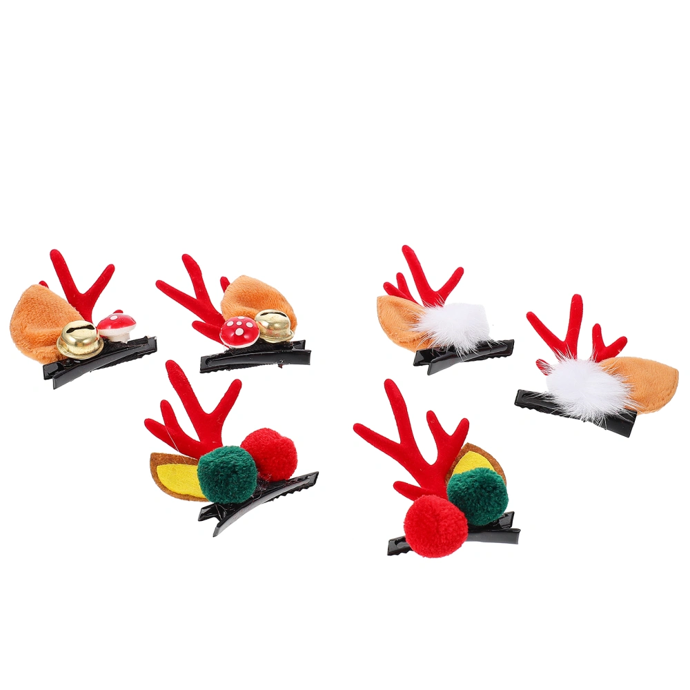 3Pairs Antler Christmas Hairpin Kids Decorative Hairwear Lovely Party Headdress