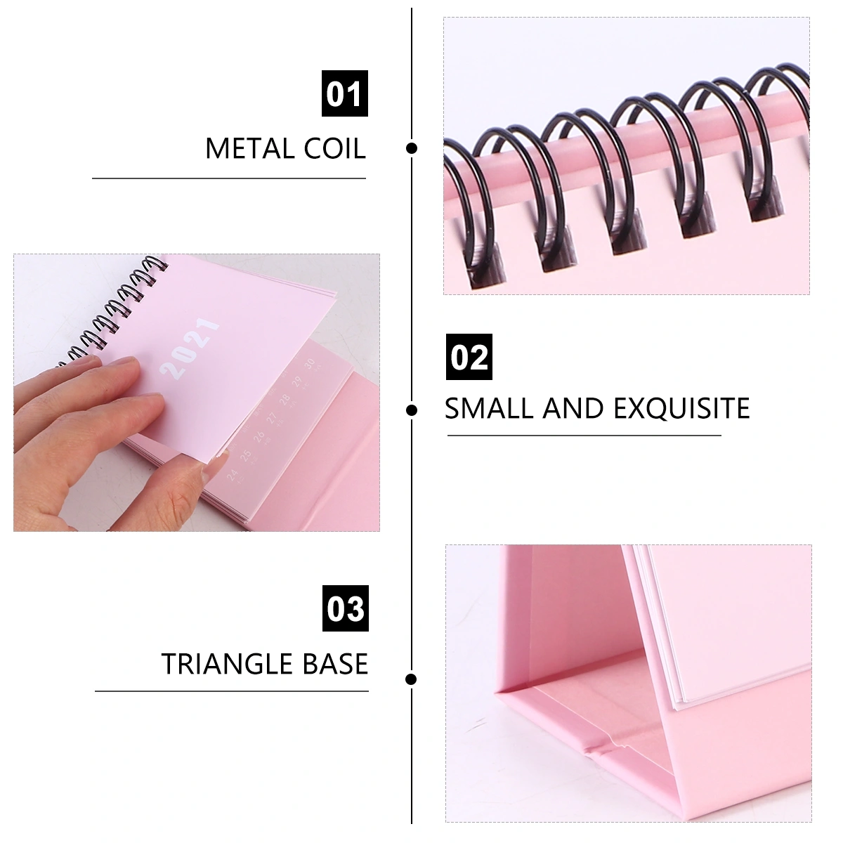 4pcs Solid Color Mini Desktop 2021 Calendar Daily Schedule Planner Desk Calendar