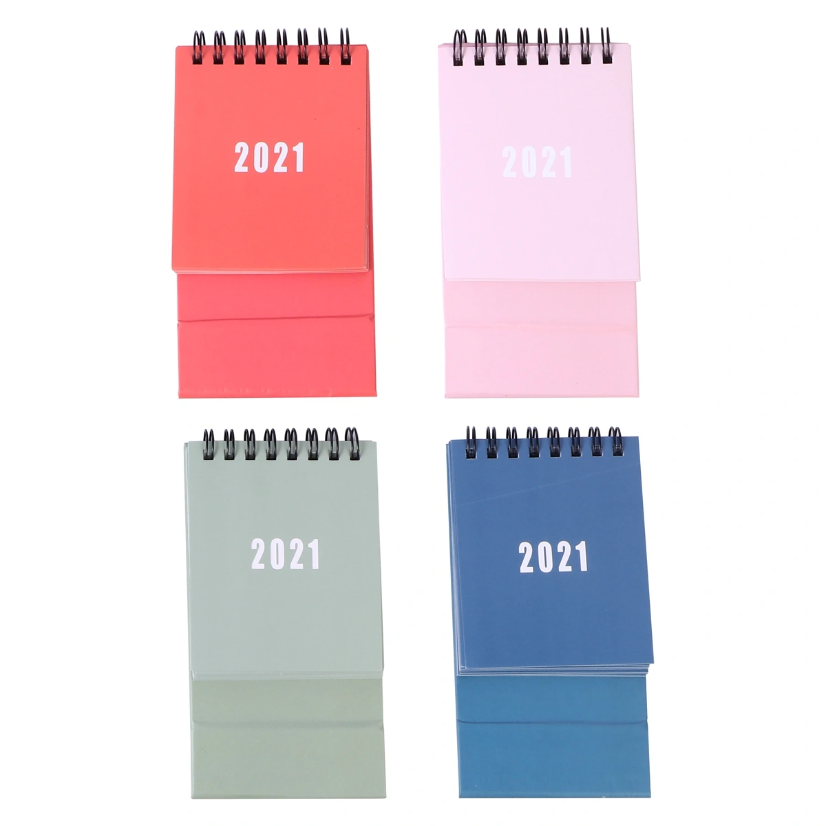 4pcs Solid Color Mini Desktop 2021 Calendar Daily Schedule Planner Desk Calendar