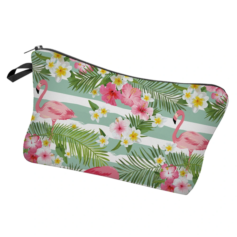 Flamingo and Flower Printing Makeup Bags Portable Storage Bag Multifunctional Cosmetic Handbag Toiletry Bag Travel Purse