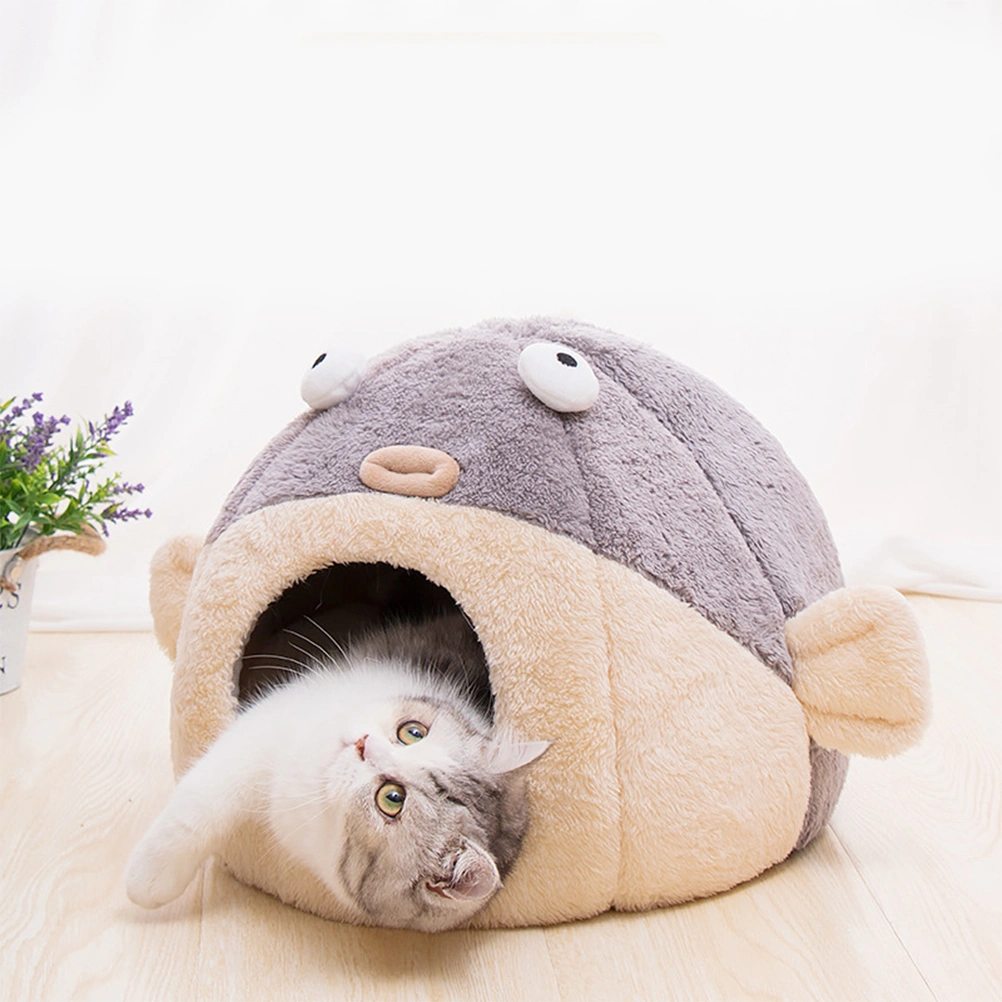 Puffer Shape Cat House Cat Bed Semi-Enclosed Puppy Nest Cat Sleeping Bed
