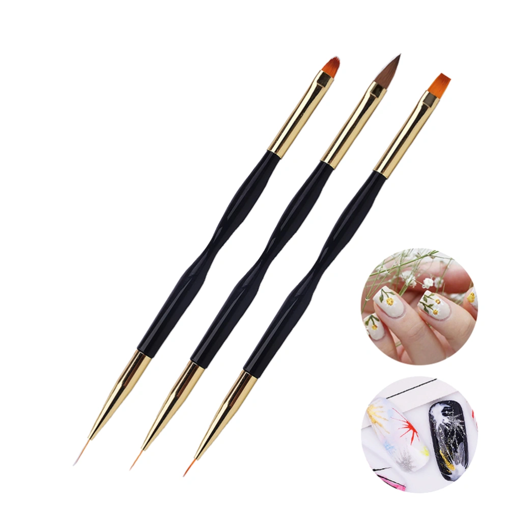 3pcs Double-head Nail Brush Tool Sketch Pen Drawn Painted Nail Polish Pull Line Set for Nail Art Design