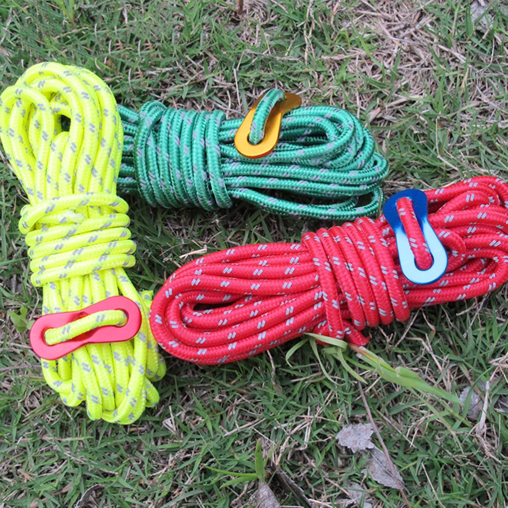 4PCS Outdoor Camping Guy Lines Windproof Reflective Canopy Tent Rope Cord for Hiking Backpacking (Yellow/Red/Green/Fluorescent Green)