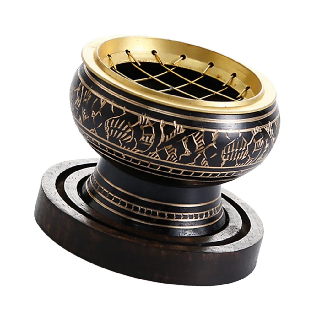 Hollow-Out Incense Handmade Aroma Stove Copper Censer Desktop Decoration Brown