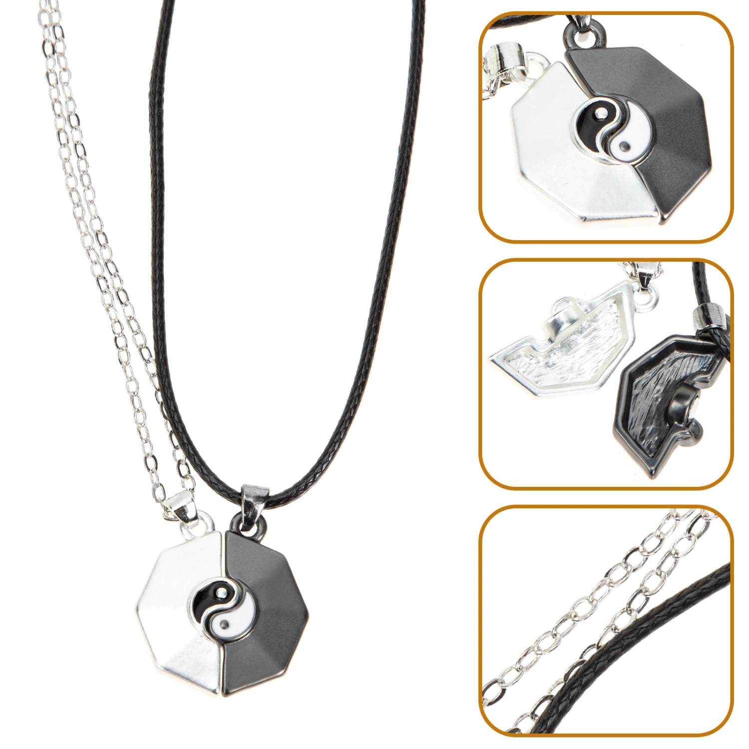1 Pair Couples Necklace Magnetic Couples Necklace Neck Chain Pendant Necklace