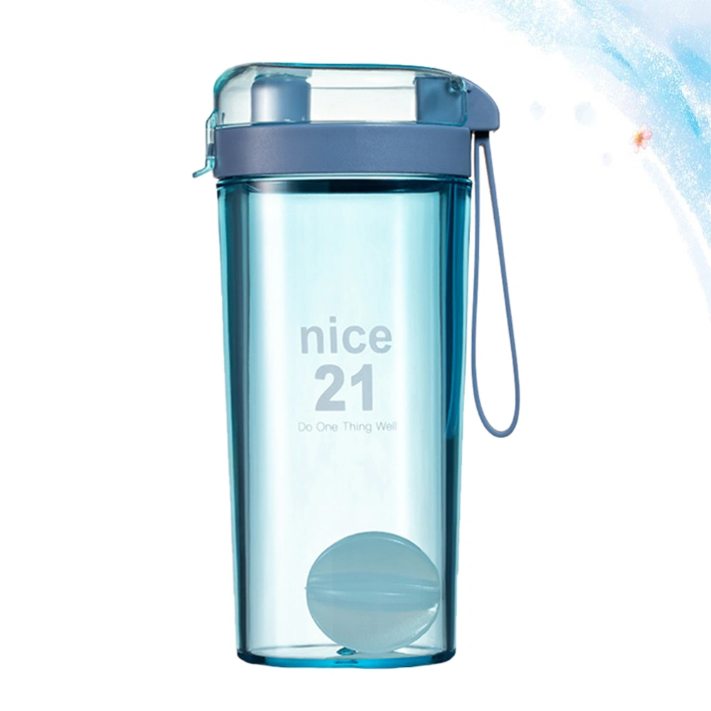 1Pc 400ml Shaker Bottle Thicken Plastic Water Bottle Fashion Stirring Water Cup Portable Sports Cup for Protein Mixing (Dusty Blue)