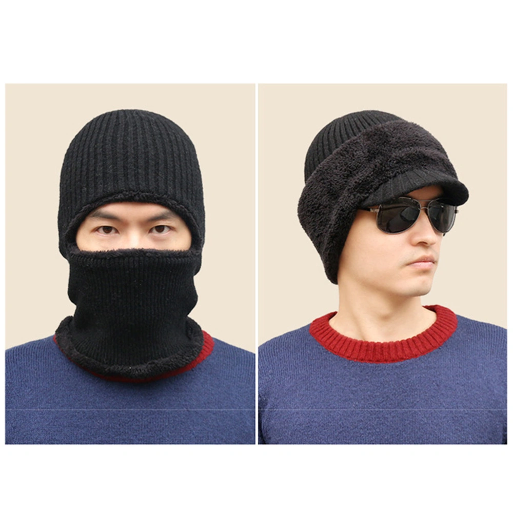 Knitted Caps Cycling Headwear Neck Warmer For Head Bike Face Masks Hat Collar Scarf Accessories (Black)