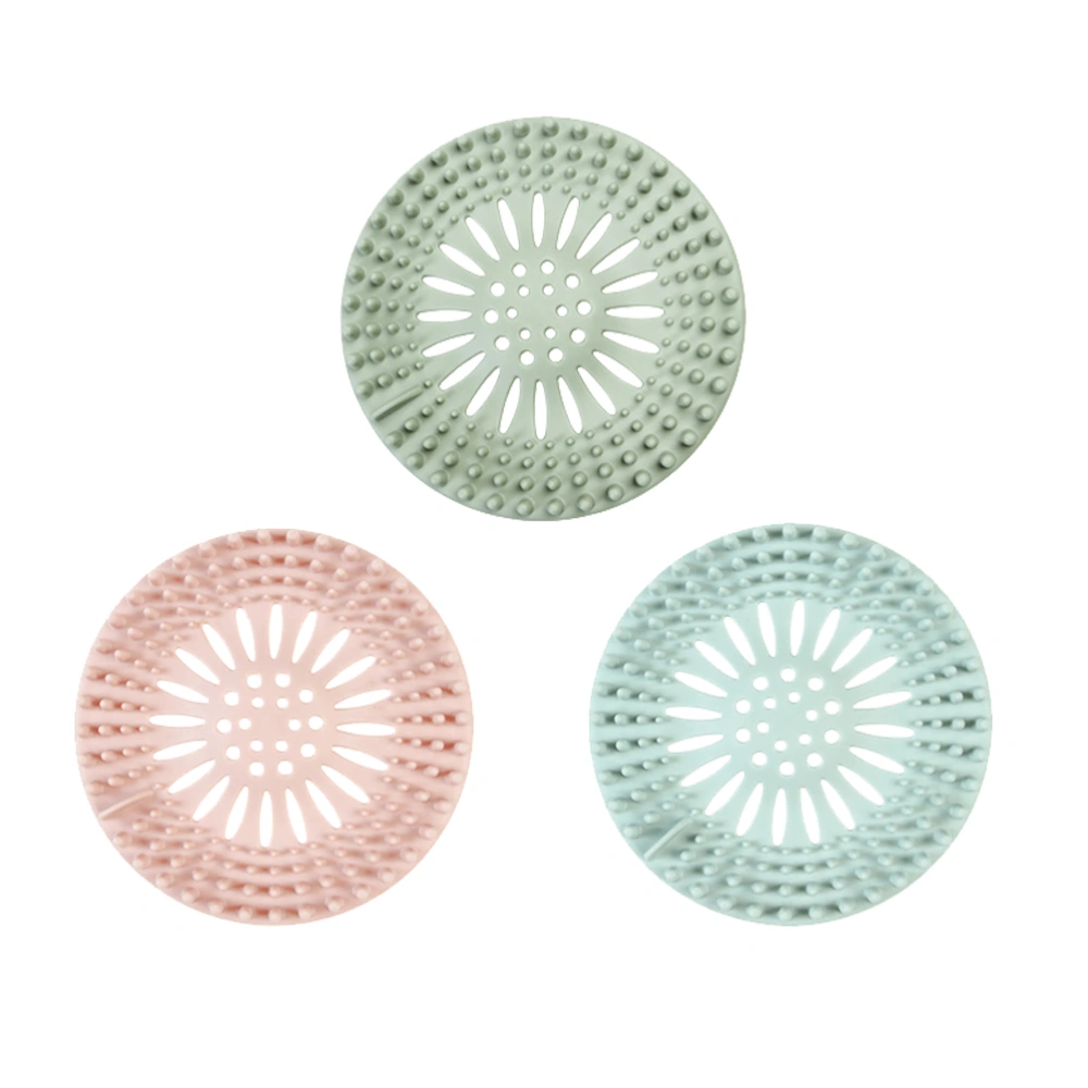 3 Pcs Shower Drain Covers Hair Catcher Hair Stopper Sink Strainer Universal Drain Cover Filter for Kitchen Bathroom and Bath Tub(Blue+Green+Pink)