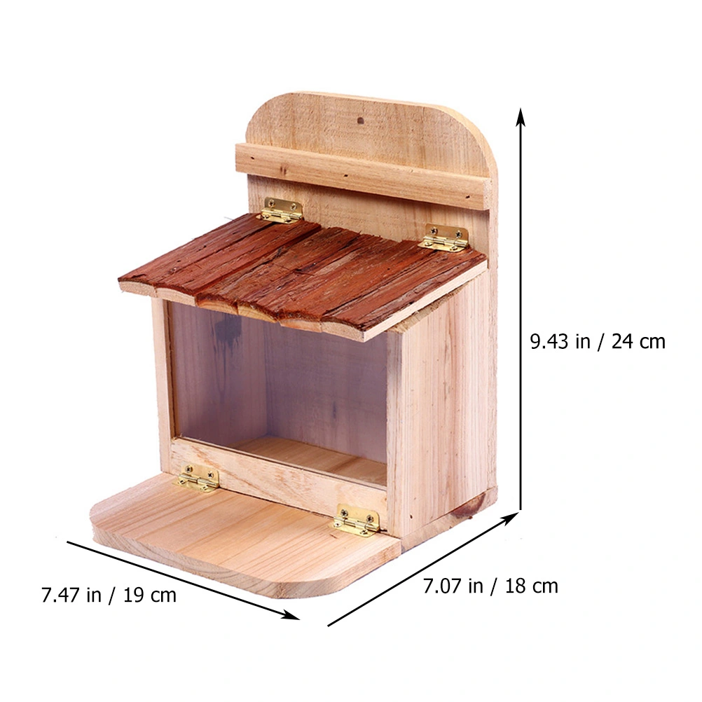 Outdoor Wood Squirrel Feeder Squirrel Feeding House Garden Bird Feeding Box