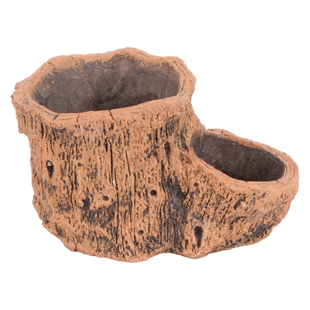 1pc Flowerpot Cement Planter with Holes Imitated Wood Succulent Flowerpot