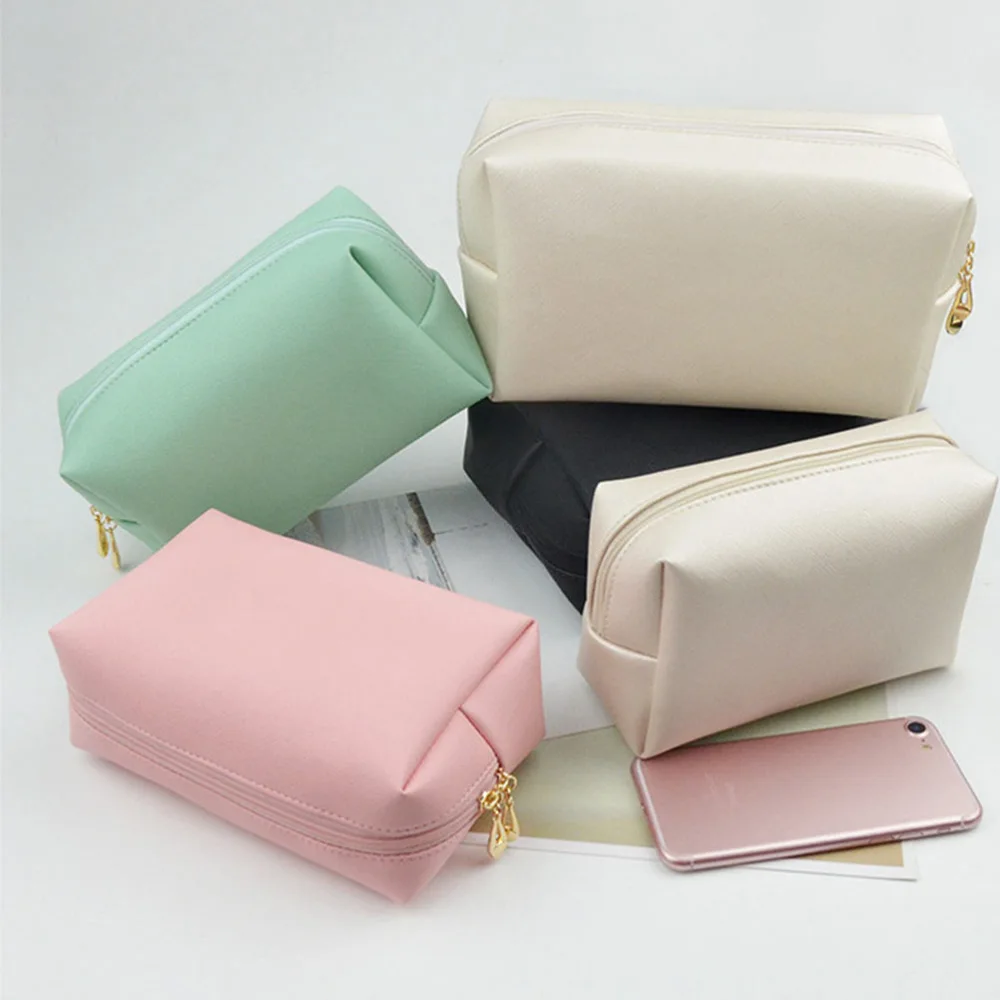 1Pc Square Women Makeup Pouch Stylish Makeup Bag Large Capacity Hand Bag