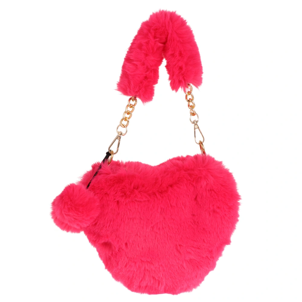 1Pc Plush Heart-shaped Bag Female Lovely Handbag Furry Bag for Winter Autumn