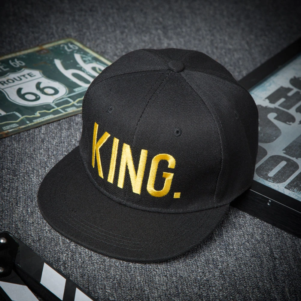 2pcs Hip-Hop Hats King and Queen 3D Embroidered Lovers Couples Snapback Caps