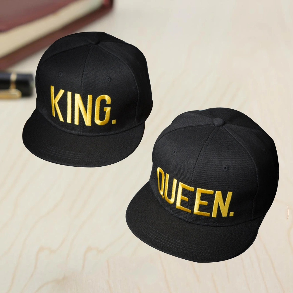 2pcs Hip-Hop Hats King and Queen 3D Embroidered Lovers Couples Snapback Caps