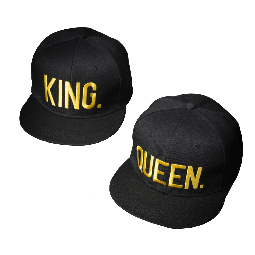 2pcs Hip-Hop Hats King and Queen 3D Embroidered Lovers Couples Snapback Caps