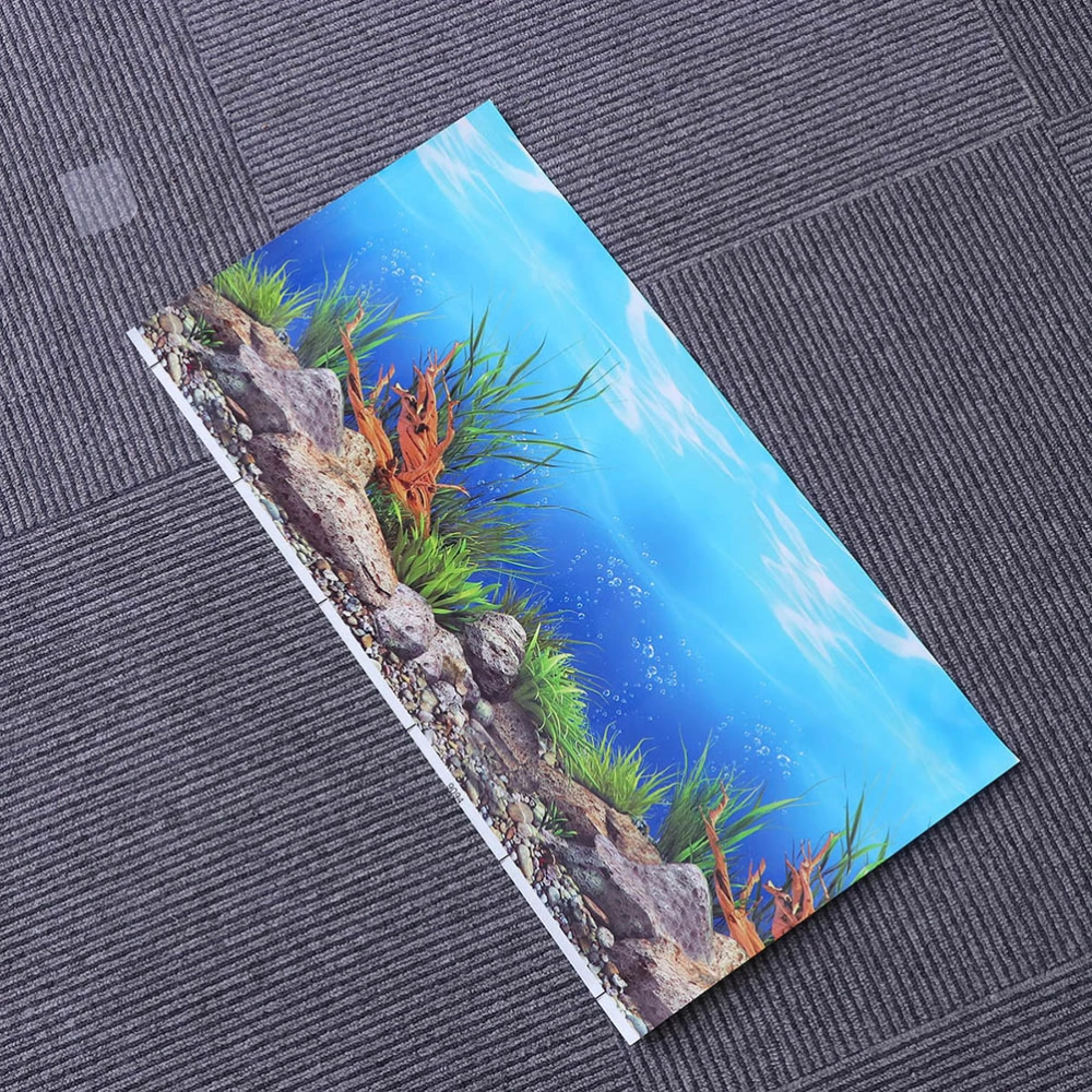 Aquarium Fish Tank Background Sticker 3D Double-sided DIY Adhesive Wallpaper Fish Tank Decorative Pictures Underwater Backdrop Supplies (52x40cm, Style A)