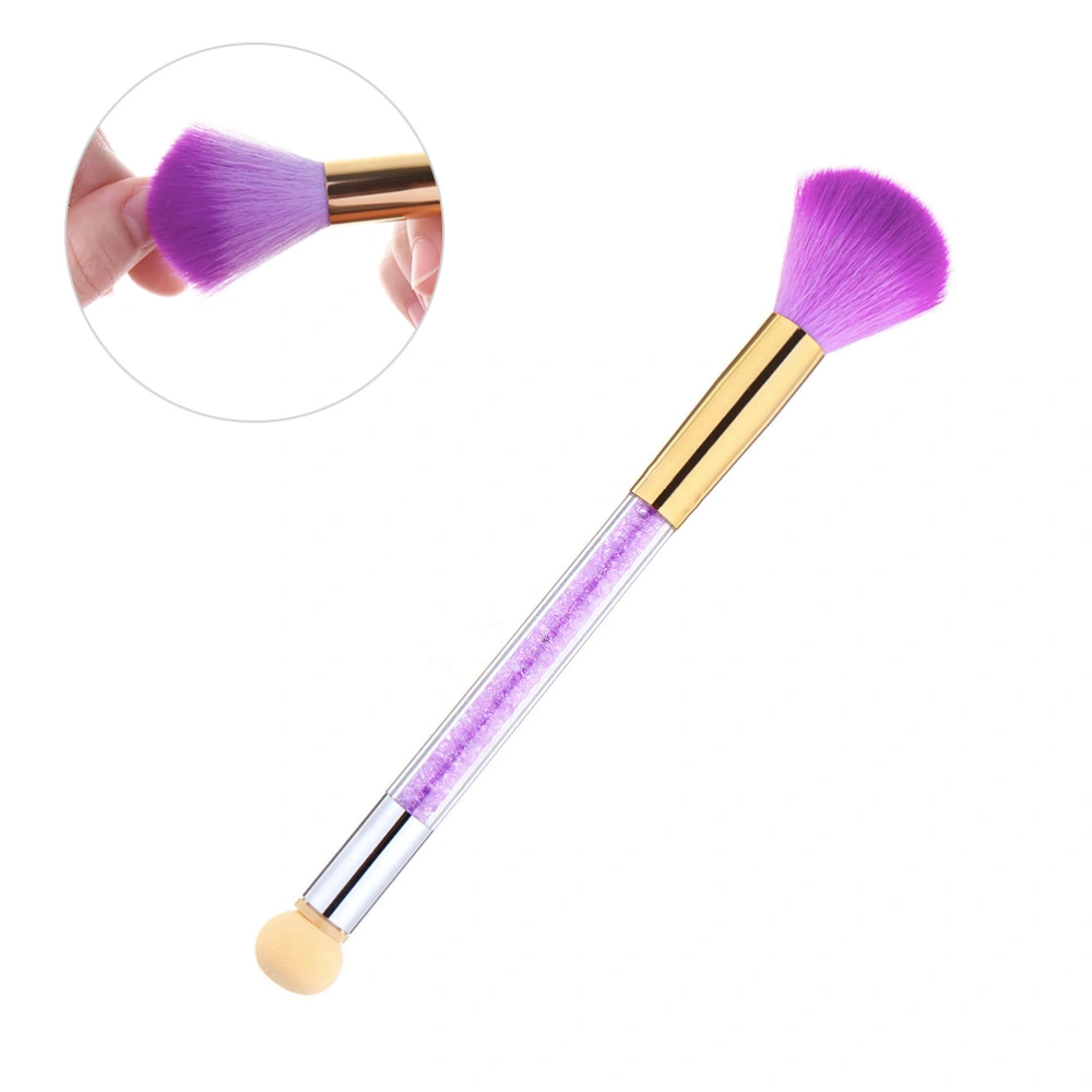 1pc Nail Art Pen Brush Cleaning Brush Drill Handle Dual Head Nail Art Tool for Nail Art Lover (Purple)