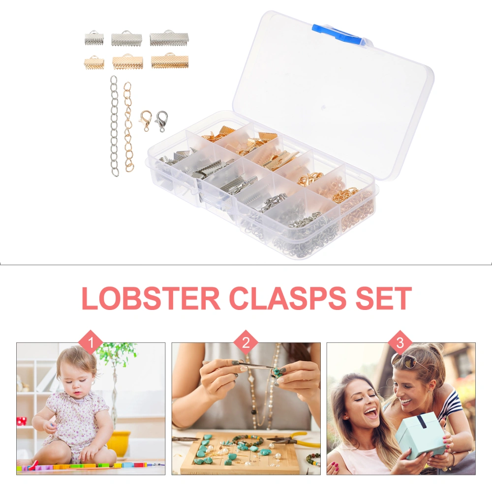 230 Pcs DIY Craft Claw Buckle Clip Lobster Buckle Loop Extension Chain Jewelry Making Accessories with Storage Box