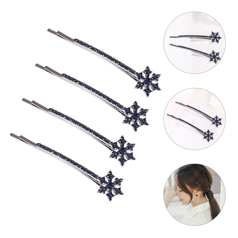 4pcs Snowflake Hair Clips Christmas Hair Clip Barrettes for Wedding Prom Christmas Party