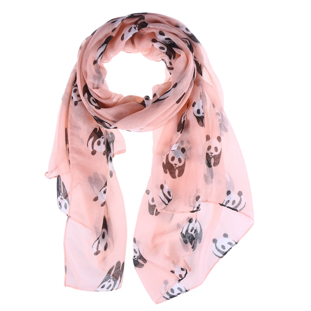 Women Lady Lovely Panda Casual Scarves Shawl Voile Scarf (Pink)