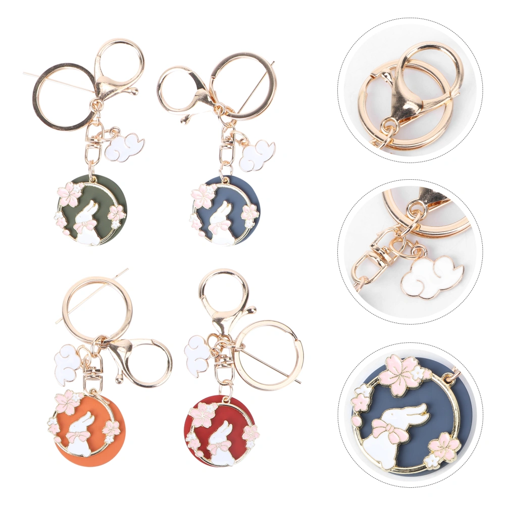 4Pcs Rabbit Pendant Keychain DIY Jewelry Pendant Keychain Lovely Easter Ornament