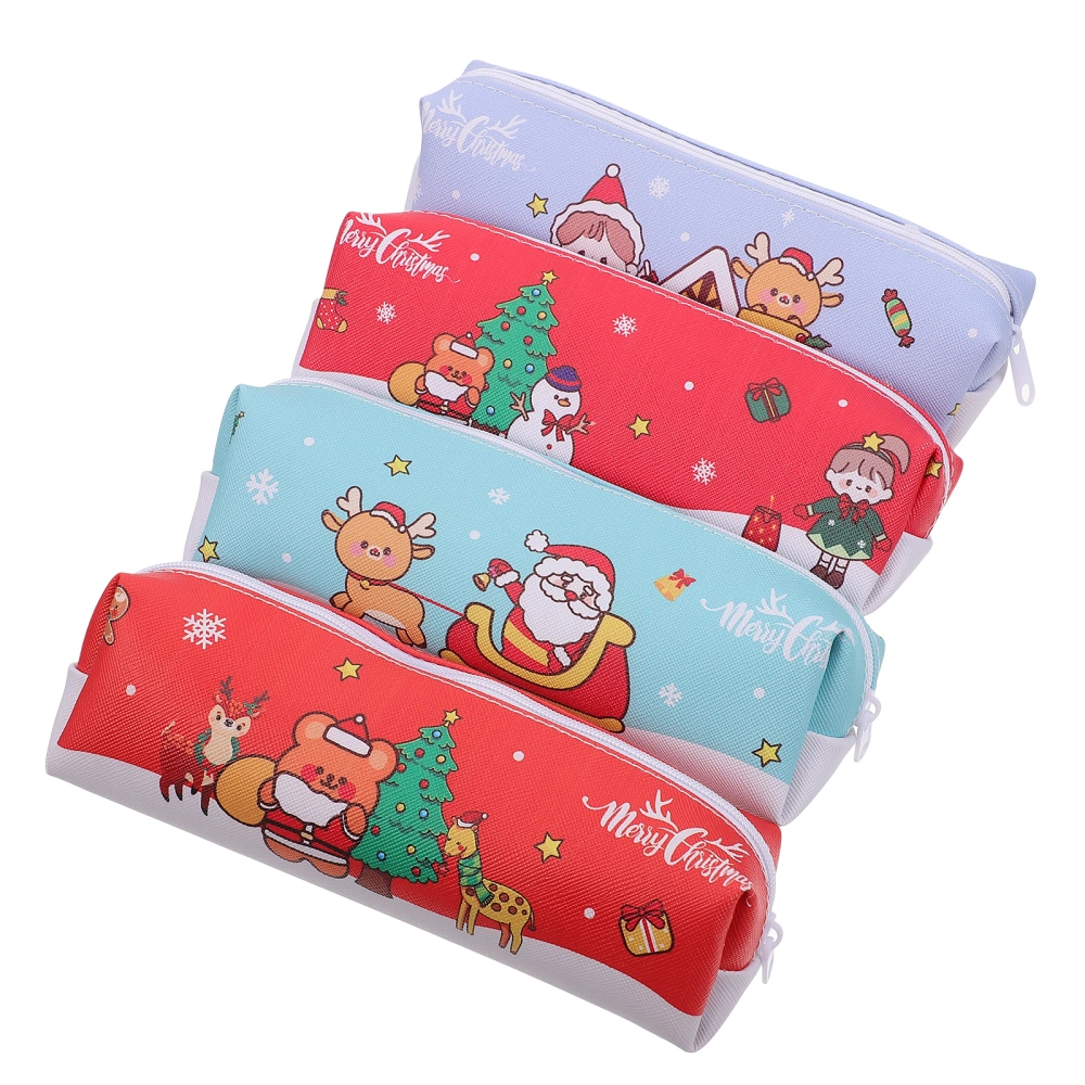 4Pcs Practical Stationery Bags Stationery Containers Portable Pen Storage Bags (Assorted Color)