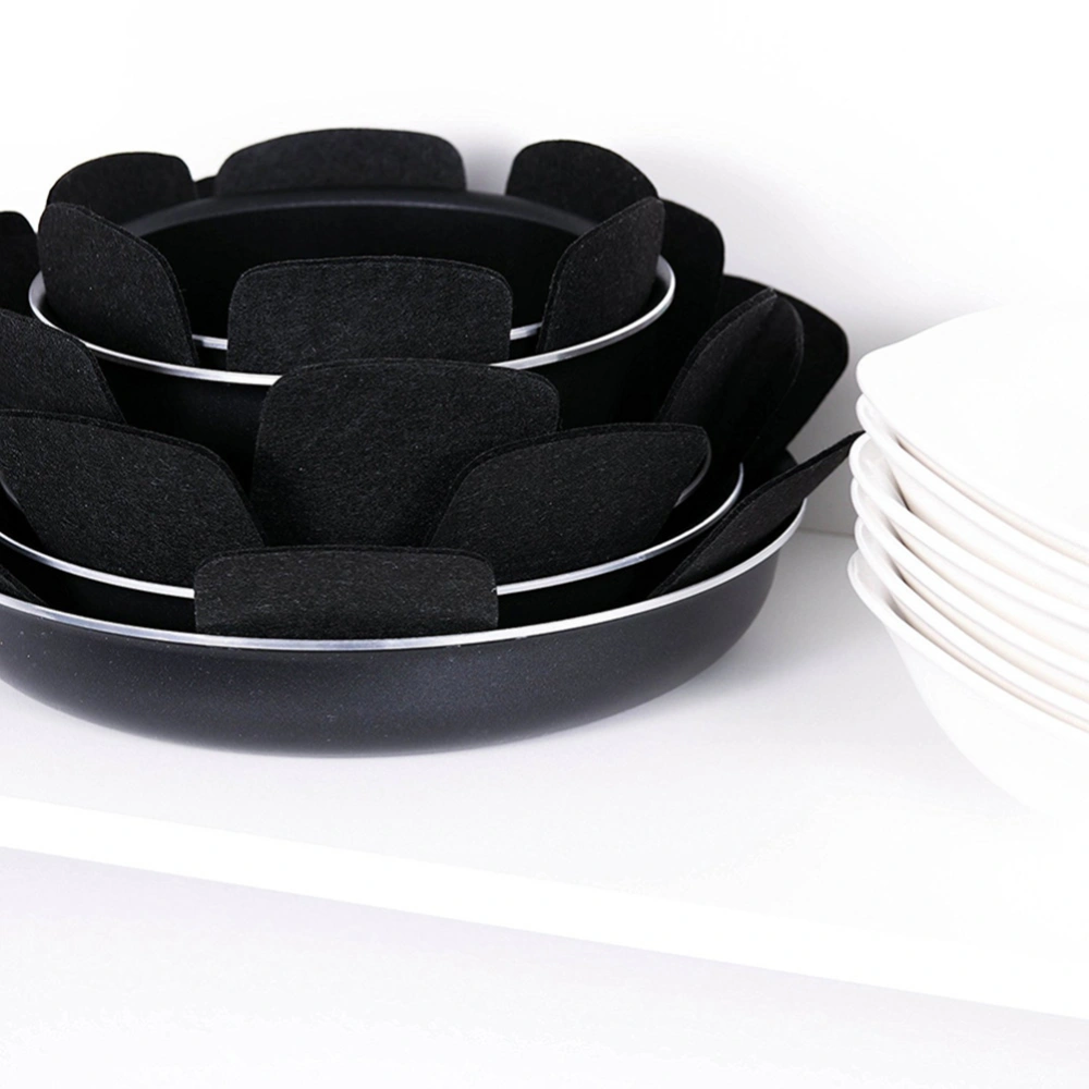 3pcs Non-woven Fabric Pot Pad Heat Insulation Placemat Kitchen Table Mat Pot Holder (Black)