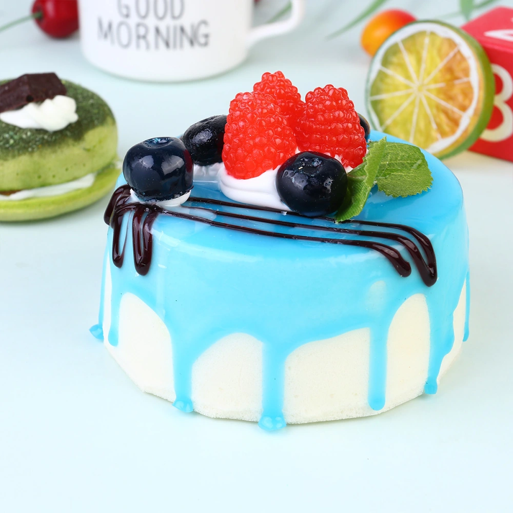 1Pc Jam Cake Model Lifelike Cake Decoration Vivid Photography Prop Cabinet Ornament for Home Shop Store Blue