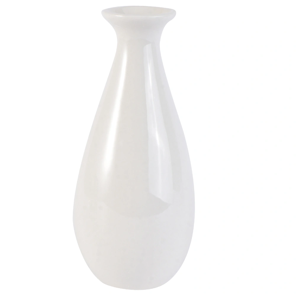 Ceramic Small Vase Creative Desktop Flower Vase Simple Bullet Bottle for Home Office Decoration (White)