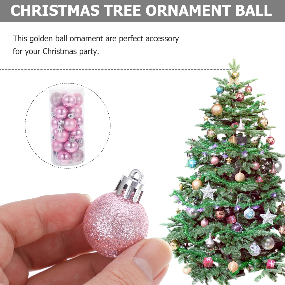 24pcs Christmas Pink Ball Ornaments Tree Decorations for Holiday Wedding Party Decoration