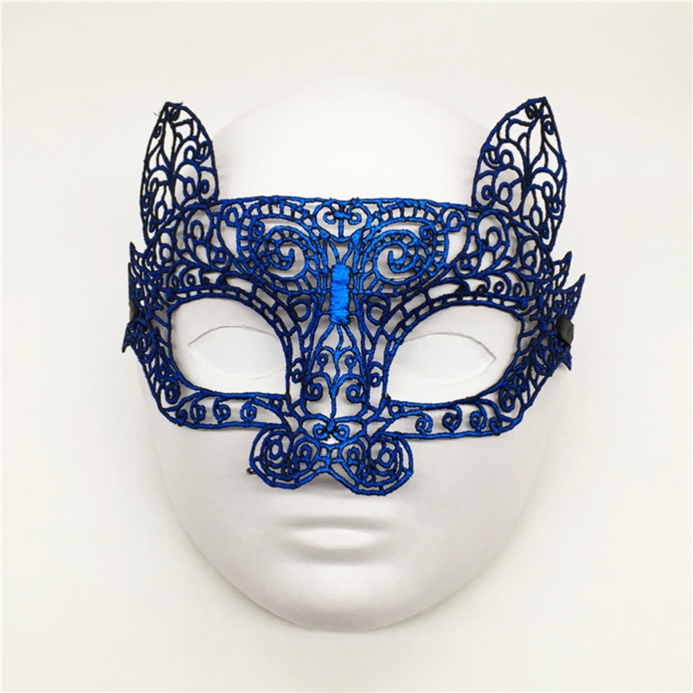 Lace Masquerade Mask Party Supplies Gift Eyemask for Festivals Stage Performances (Blue)