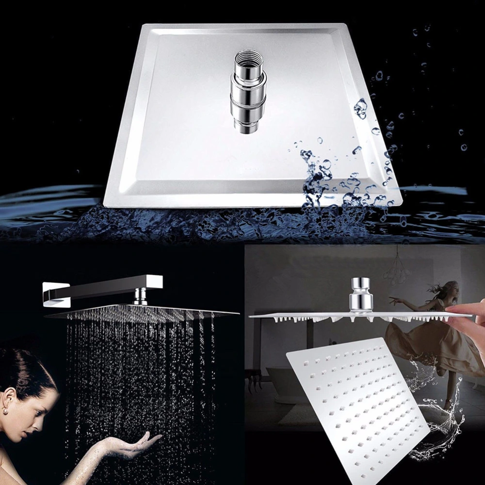 Stainless Steel Ultra-thin Waterfall Shower Heads Square High Pressure Rainfall Shower Head Rain Showerheads (6 inch)