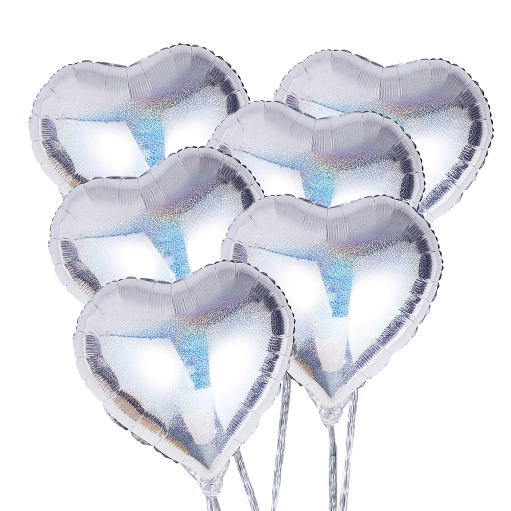 6PCS 18 Inch Hearts Shaped Foil Balloon Party Mylar Balloons for Valentine’s Day Wedding Birthday Party Decoration (Silver)