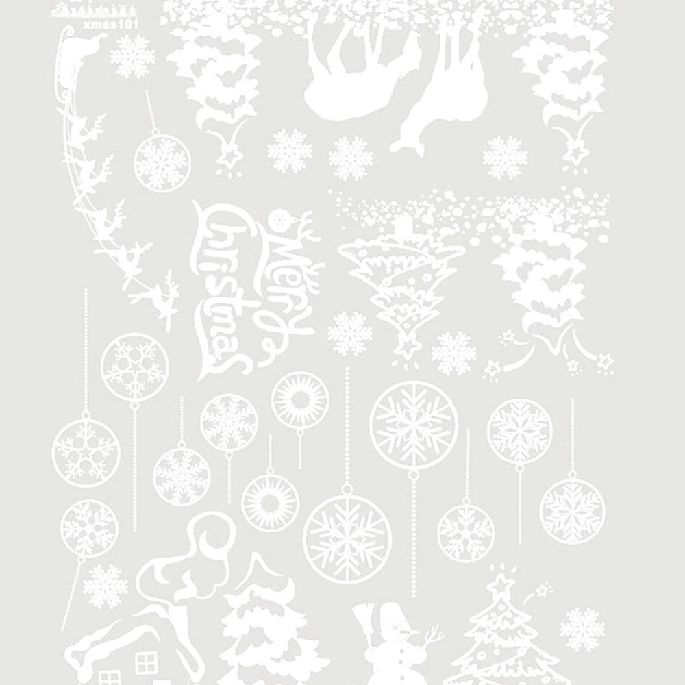 45x60cm Christmas Snowman Pattern Window Stickers Running Elk Wall Stickers Decal Market Festival Mural Art Decor (White)