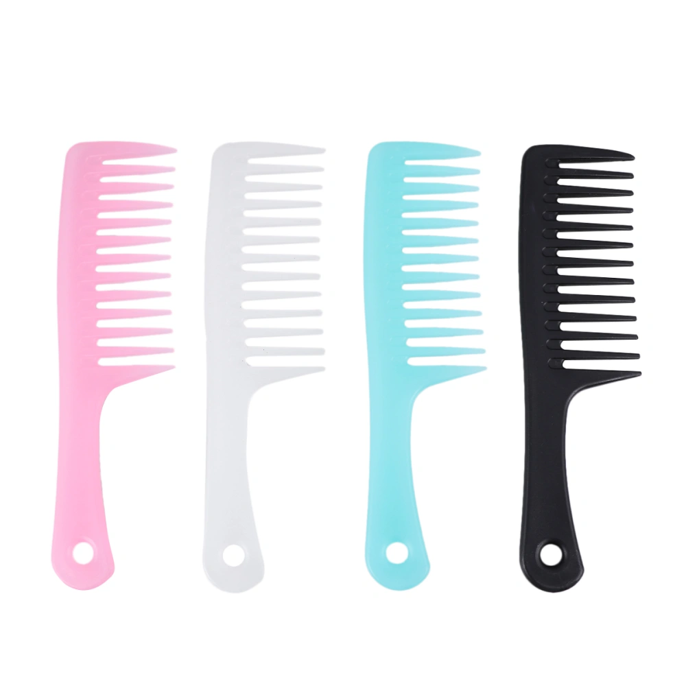 4pcs Anti-static Hair Combs Wide Tine Combs Plastic Hair Combs Scalp Massage Combs for Women Men (Light Green, Pink, Black, White)